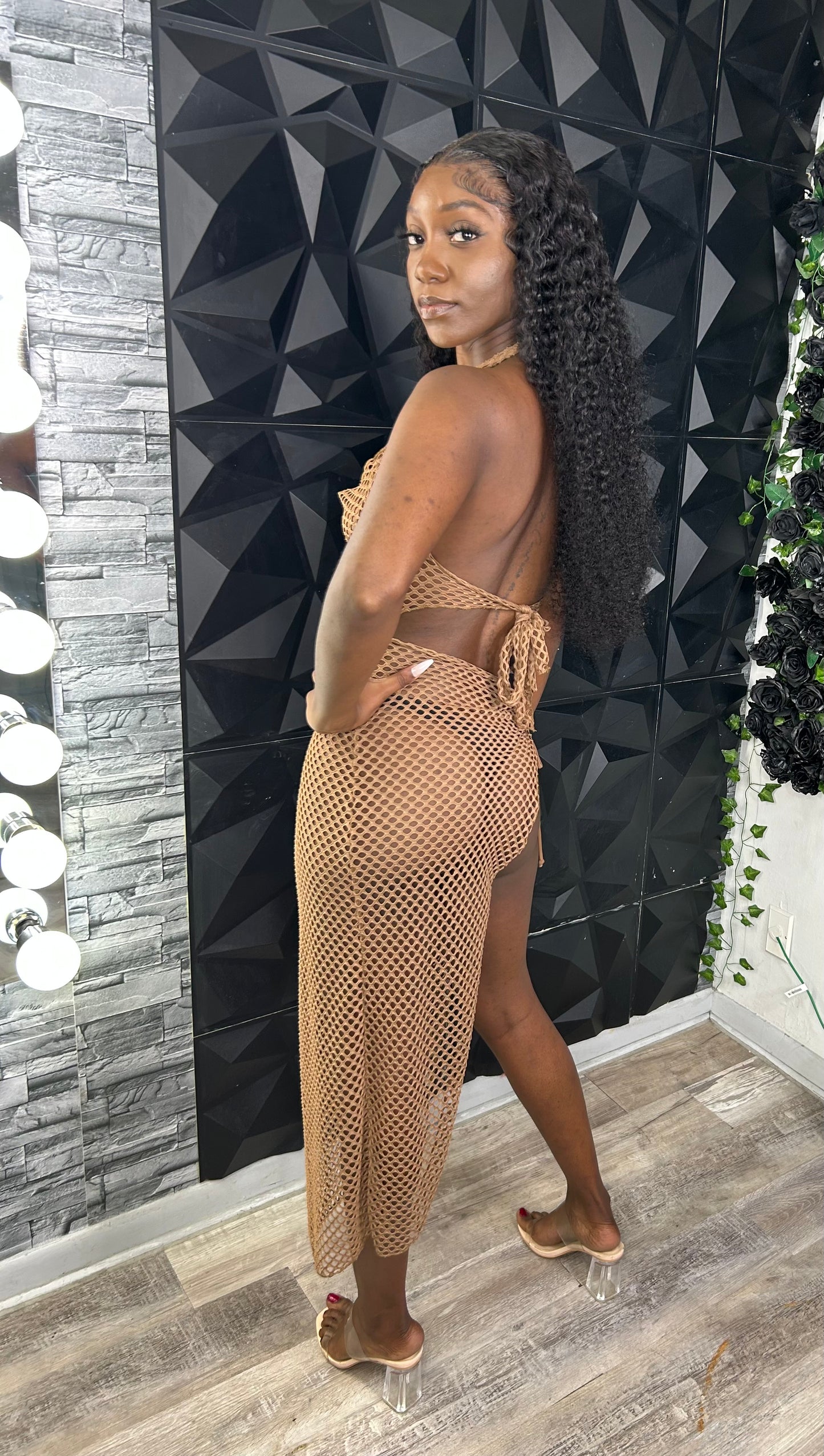 Nude Mesh Cover Dress