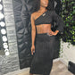 "Black Maxi Skirt and Crop Top" Two Piece Set