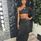 "Black Maxi Skirt and Crop Top" Two Piece Set