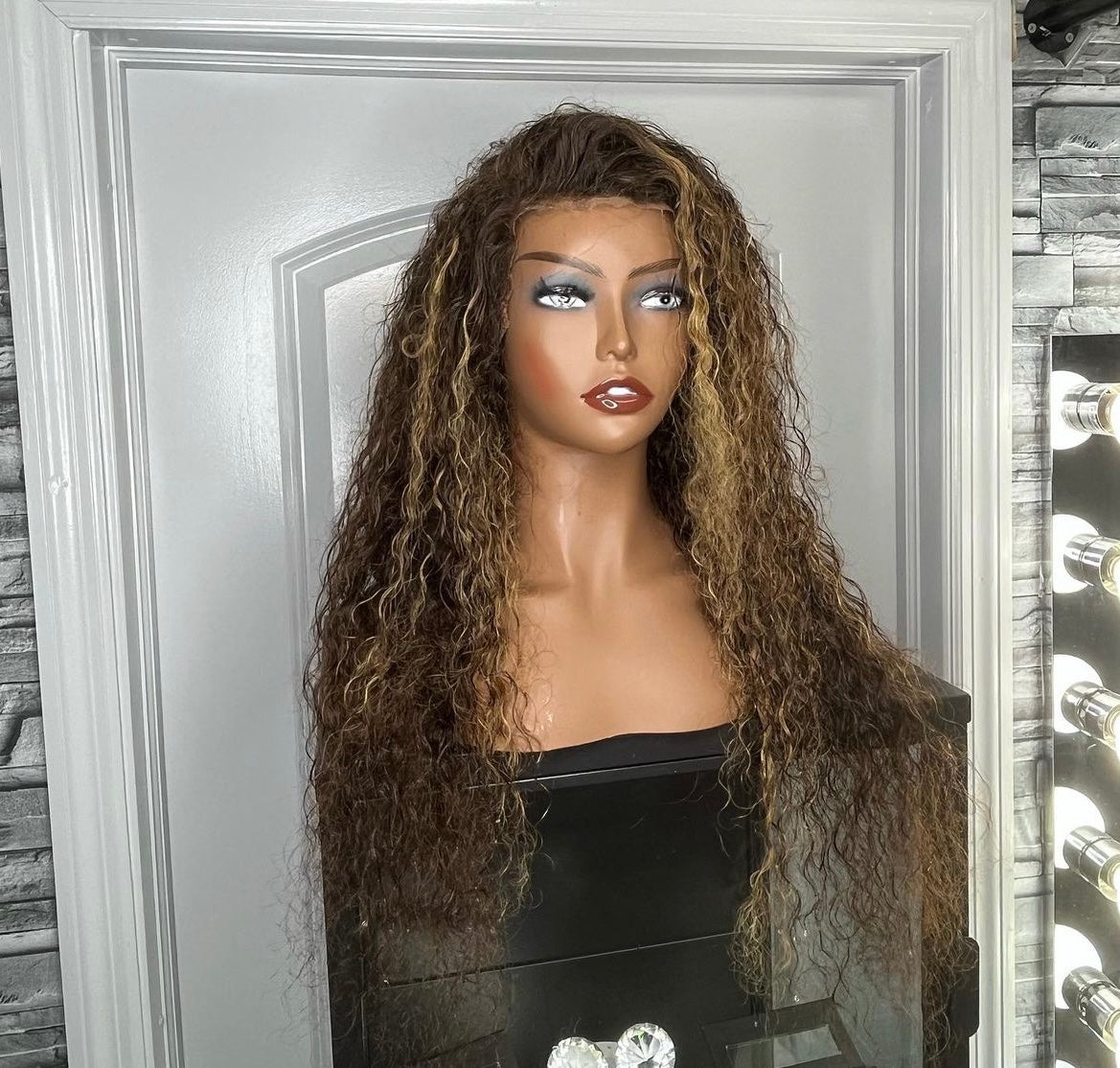 Curly highlighted lace Front Wig 13x4